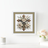 Kruis en geles vierkante klok (Huis)