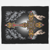 Kruis en handen fleece deken (Voorkant (Horizontaal))