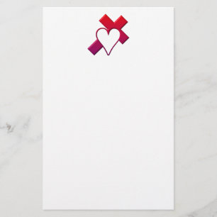 Kruis en hart 1 ( 3-D rood / paars ) Briefpapier