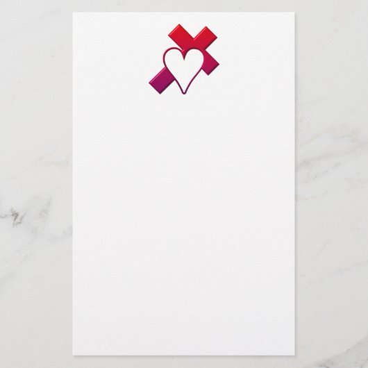 Kruis en hart 1 ( 3-D rood / paars ) Briefpapier (Voorkant)