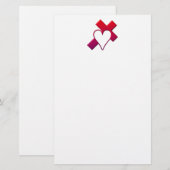 Kruis en hart 1 ( 3-D rood / paars ) Briefpapier (Voorkant / Achterkant)
