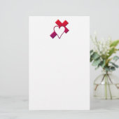 Kruis en hart 1 ( 3-D rood / paars ) Briefpapier (Staand voorkant)