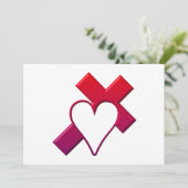 Kruis en hart 1 ( 3-D rood / paars ) Kaart (Staand voorkant)