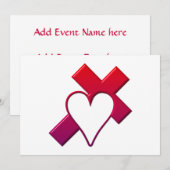 Kruis en hart 1 ( 3-D rood / paars ) Kaart (Voorkant / Achterkant)