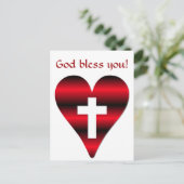 Kruis en hart #3 (kruis in rood hart) briefkaart (Staand voorkant)