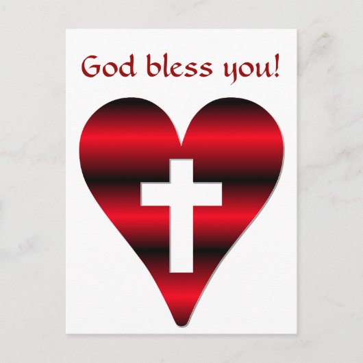 Kruis en hart #3 (kruis in rood hart) briefkaart (Voorkant)