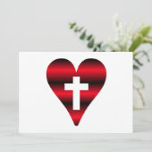 Kruis en hart #3 (kruis in rood hart) kaart (Staand voorkant)