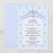 Kruis en hart Baby Boy Baptisme Kaart (Voorkant / Achterkant)