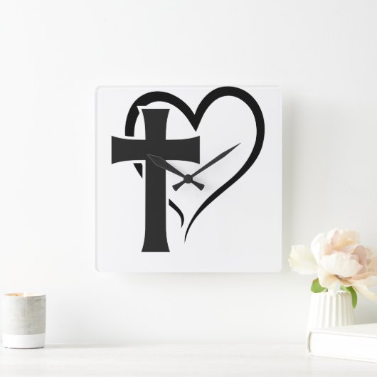Kruis en hart Christelijk Vierkante Klok (Huis)