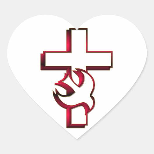 Kruis en Heilige Geest Hart Sticker (Voorkant)