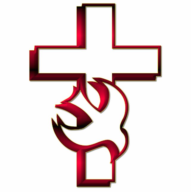 Kruis en Heilige Geest Staand Fotobeeldje (Voorkant)