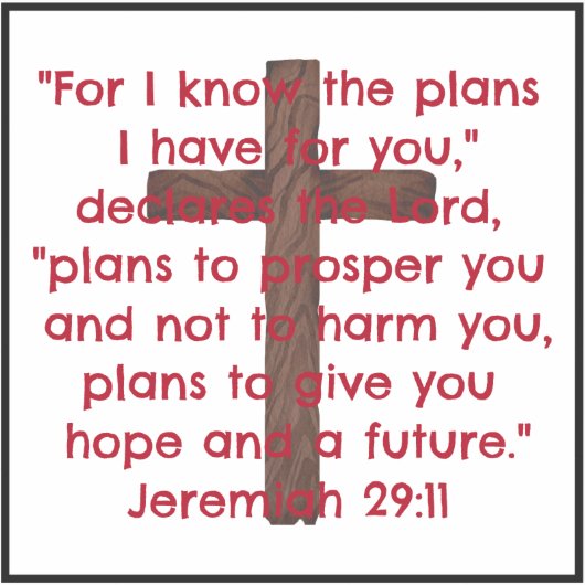 Kruis en Jeremia 29:11 Bijbelvers Sticker (Voorkant)