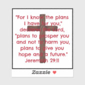 Kruis en Jeremia 29:11 Bijbelvers Sticker (Vel)