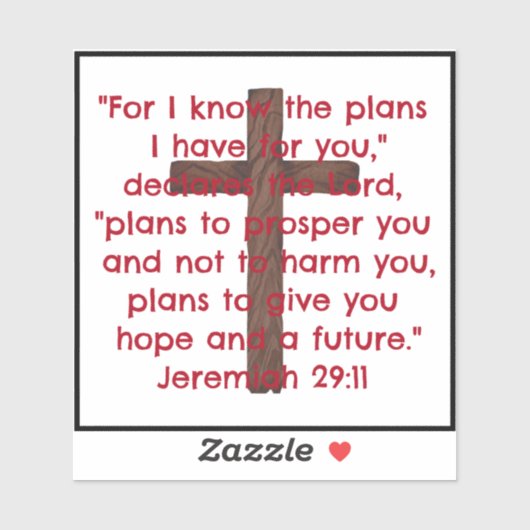 Kruis en Jeremia 29:11 Bijbelvers Sticker (Vel)
