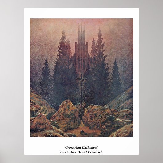 Kruis en kathedraal door Caspar David Friedrich Poster (Voorkant)