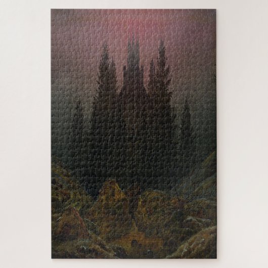 Kruis en kathedraal in de bergen - Friedrich Legpuzzel (Verticaal)