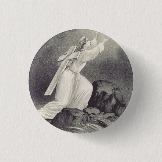 Kruis en kroon Christelijk symbool Ronde Button 3,2 Cm (Voorkant)