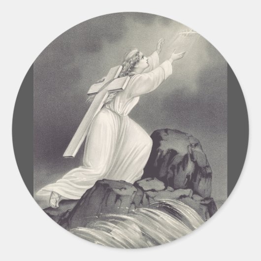 Kruis en Kroon Christelijk symbool Ronde Sticker (Voorkant)