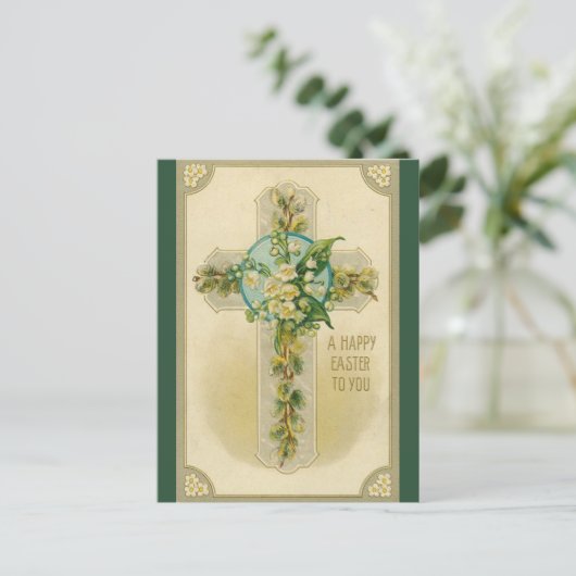 Kruis en Lelie van de Vallei Pasen Briefkaart (Staand voorkant)