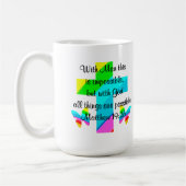  KRUIS EN REGENBOOG MATTHEÜS 19:26 ONTWERP KOFFIEMOK (Links)