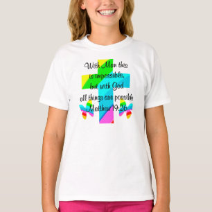  KRUIS EN REGENBOOG MATTHEÜS 19:26 ONTWERP T-SHIRT