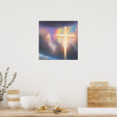 Kruis- en regenbooghemel poster (Keuken)