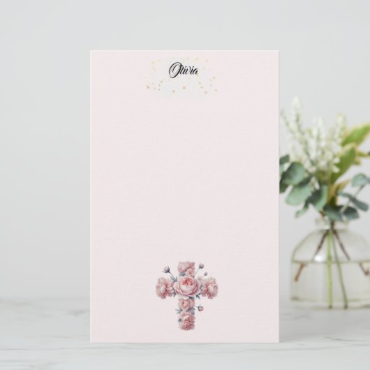 Kruis en Rozen Stationery Briefpapier (Staand voorkant)