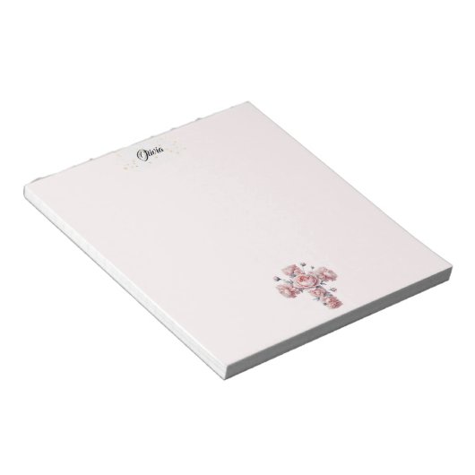 Kruis en Rozen Stationery Notitieblok (Schuin)