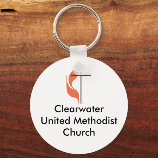Kruis en vlam, ClearwaterUnited MethodistChurch Sleutelhanger (Voorkant)
