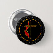 Kruis en vlam ronde button 5,7 cm (Voorkant /achterkant)