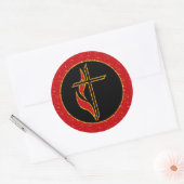 Kruis en vlam ronde sticker (Envelop)