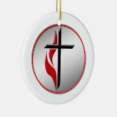 KRUIS EN VLAMVERKLARING KERAMISCH ORNAMENT (Rechts)