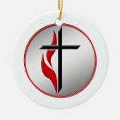 KRUIS EN VLAMVERKLARING KERAMISCH ORNAMENT (Voorkant)