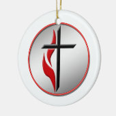 KRUIS EN VLAMVERKLARING KERAMISCH ORNAMENT (Links)