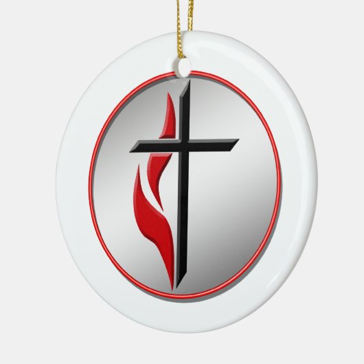 KRUIS EN VLAMVERKLARING KERAMISCH ORNAMENT (Links)