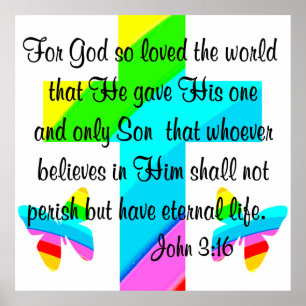 KRUIS EN VLINDER JOHANNES 3:16 ONTWERP POSTER