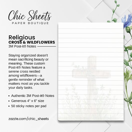 Kruis en wilde bloemen 3M Post-it® notities Notes