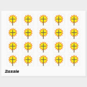 Kruis en zon vierkante sticker (Vel)