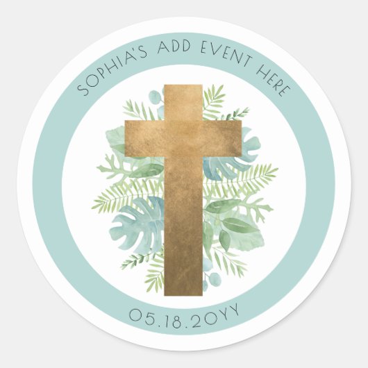 Kruis-envelope voor religieuze gelegenheden met ze ronde sticker (Voorkant)