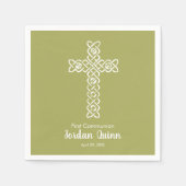 Kruis | Gele Groene Communie Baptisme Christening Servet (Voorkant)