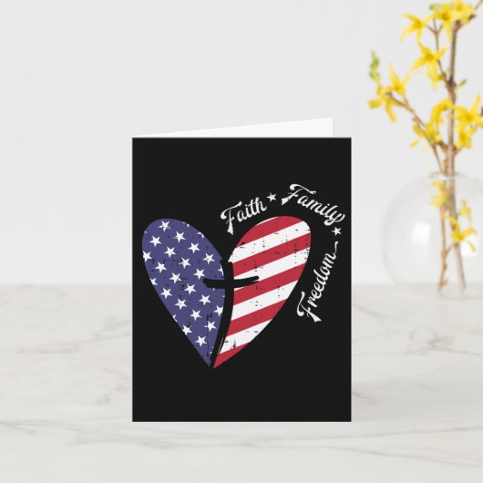 Kruis geloof vierde 4 juli patriottisch christelij kaart (Gele Bloem)