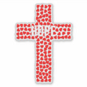 Kruis gemaakt van harten en het woord hoop sticker (Voorkant)