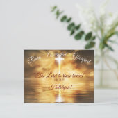 Kruis gereflecteerd in kalm water, Christus Risen Briefkaart (Staand voorkant)