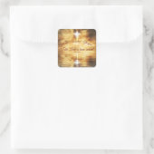 Kruis gereflecteerd in kalm water, Christus Risen Vierkante Sticker (Tas)