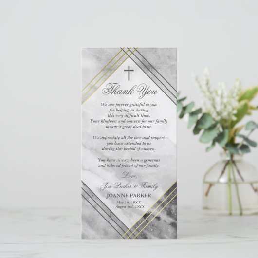 Kruis & Grijs Marmer - Condoleance Bedankt (Staand voorkant)