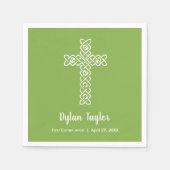 Kruis | Groene communiqué Baptism Christening Servet (Voorkant)