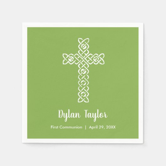 Kruis | Groene communiqué Baptism Christening Servet (Voorkant)