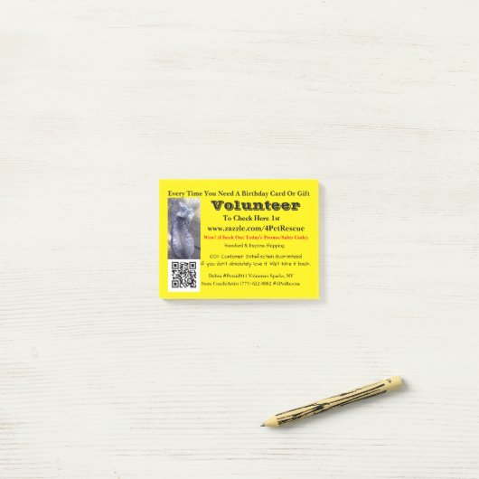 Kruis het dat vrijwilligers wilden #4PetRescue Post-it® Notes (Op bureau)