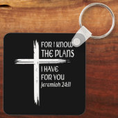 Kruis ik ken de plannen Verse Bijbel Jezus God Chr Sleutelhanger (Achterkant)