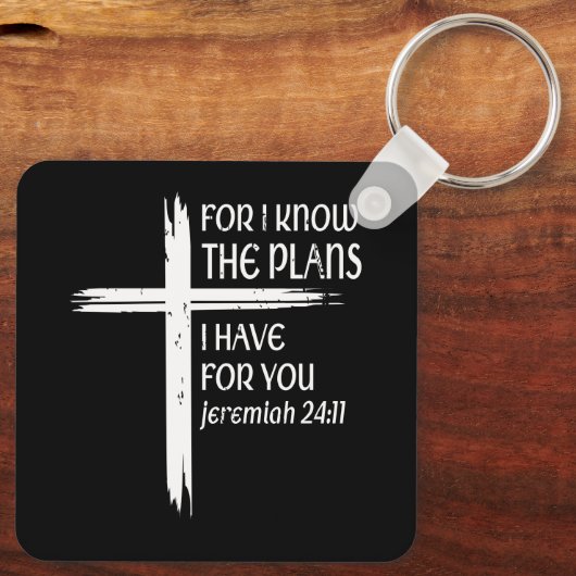 Kruis ik ken de plannen Verse Bijbel Jezus God Chr Sleutelhanger (Achterkant)